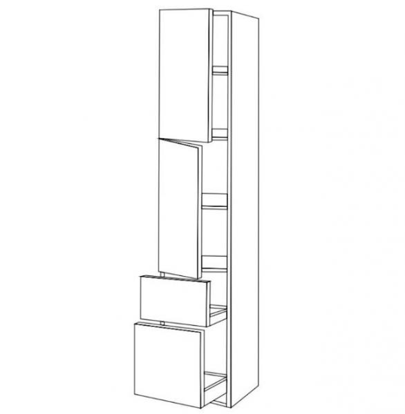 Cassøe Front højskab m/2 låger og 2 skuffer - Venstrehængslet - Mat hvid