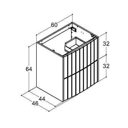 Dansani Luna Vintage 60 vaskeskab m/buet og rillet front - Hvid mat Dansani Luna Vintage 60 vaskeskab m/buet og rillet front - Hvid mat