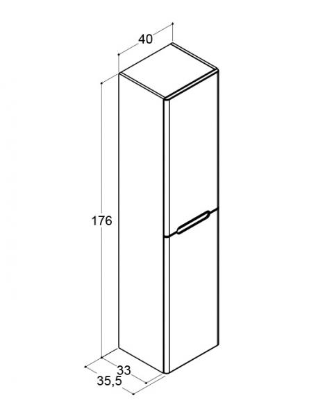 Dansani Luna Vintage 40 højskab A m/2 låger og integrerede greb - Højrehængslet - Hvid mat