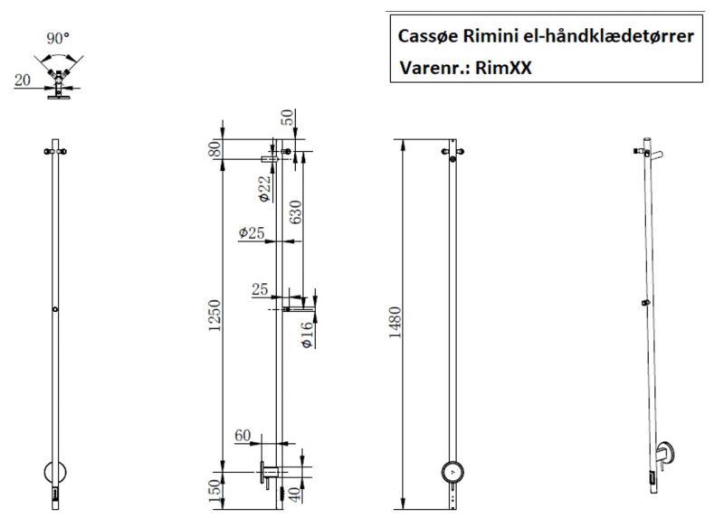 Cassøe Rimini håndklædetørrer - Børstet kobber Cassøe Rimini håndklædetørrer - Børstet kobber