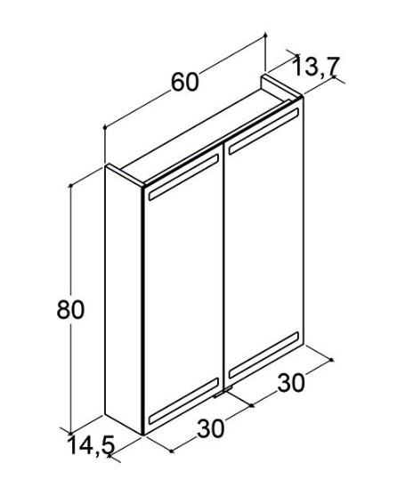 Dansani Level spejlskab 60 m/LED og lysstring - Lys eg