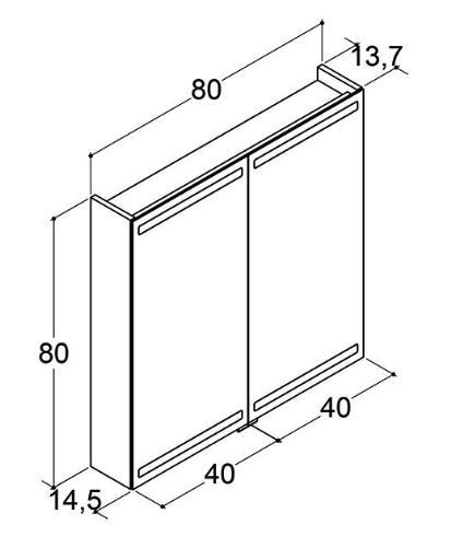 Dansani Level spejlskab 80 m/LED og lysstyring - Lys eg