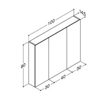 Dansani Style spejlskab 100 m/lysstyring og 3 låger - Hvid mat Dansani Style spejlskab 100 m/lysstyring og 3 låger - Hvid mat