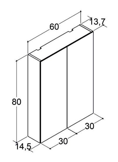 Dansani Style spejlskab 60 m/lysstyring - Lys eg