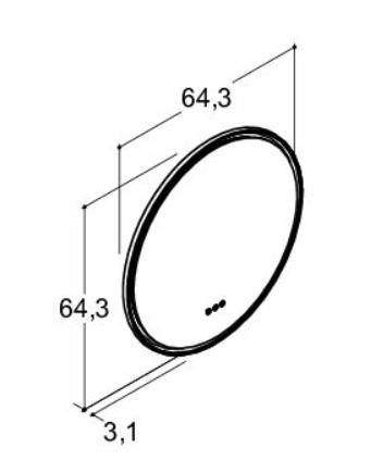 Dansani Hoop spejl m/lys og lysstyring 65 - Sort ramme