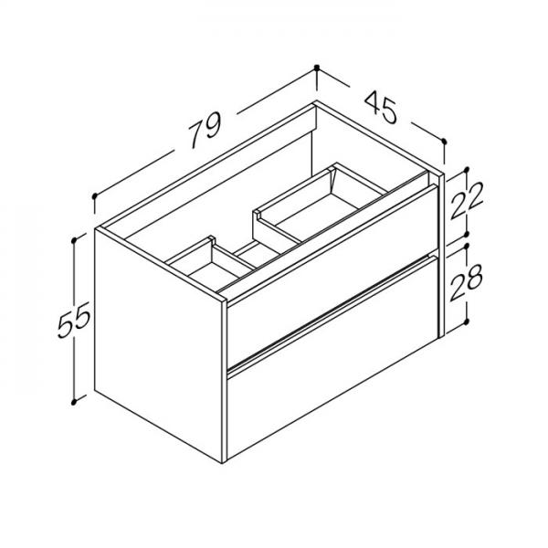 Strømberg Lux 80 vaskeskab m/2 skuffer - Dyb blå Strømberg Lux 80 vaskeskab m/2 skuffer - Dyb blå