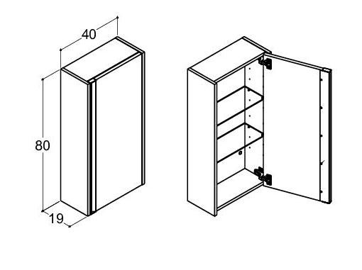 Dansani Luna Classic overskab m/integreret greb - Venstrehængslet - Natur eg