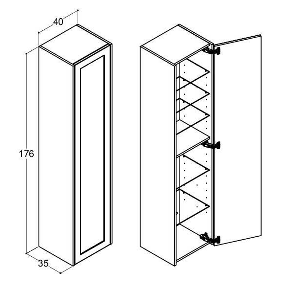 Dansani Luna Classic 40 højskab A m/1 låge og rammefront - Venstrehængslet - Hvid mat Dansani Luna Classic 40 højskab A m/1 låge og rammefront - Venstrehængslet - Hvid mat