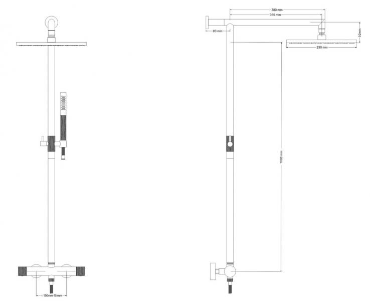 Cassøe Crystal Cut komplet brusesystem - T8 - Børstet stål