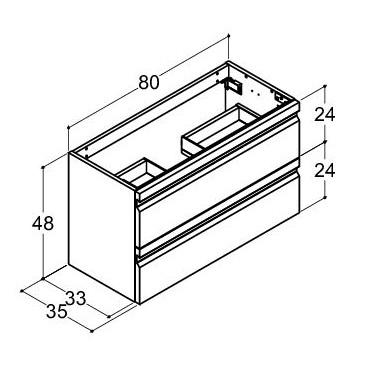 Dansani Luna Urban Mini vaskeskab 80*48 m/skuffer - Hvid mat lak Dansani Luna Urban Mini vaskeskab 80*48 m/skuffer - Hvid mat lak