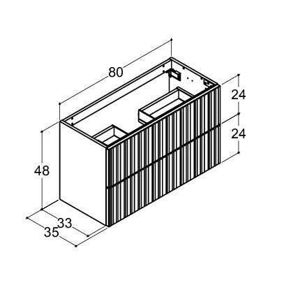 Dansani Luna vaskeskab 80x64 m/skuffer - Hvid mat/riflet