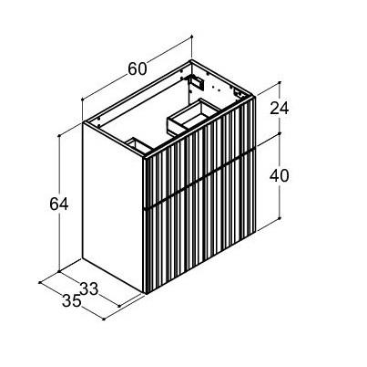 Dansani Luna vaskeskab 60x64 m/skuffer - Hvid mat/riflet