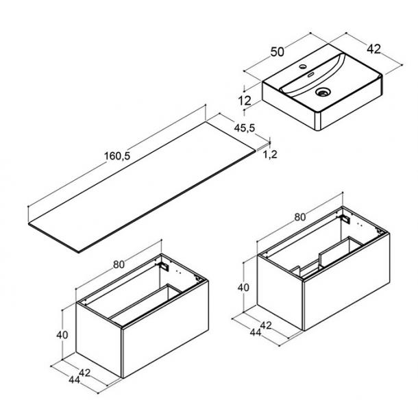 Dansani Luna Urban 160 møbelsæt m/Cube håndvask og skuffer - Natur eg Dansani Luna Urban 160 møbelsæt m/Cube håndvask og skuffer - Natur eg