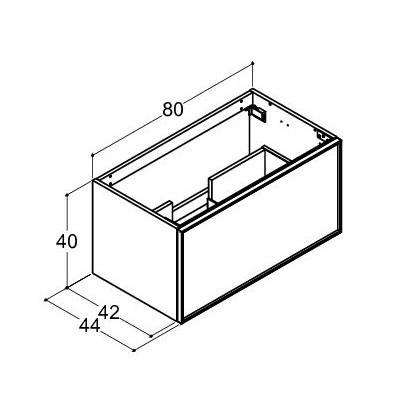 Dansani Luna Mini vaskeskab 80x40 m/skuffer - Hvid mat/sort ramme