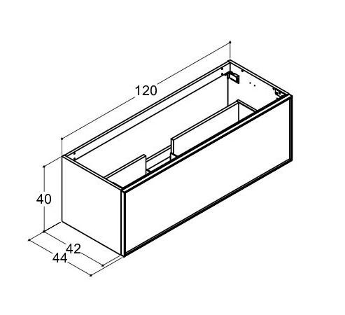 Dansani Luna Mini vaskeskab 120x40 m/skuffer - Hvid mat/sort ramme