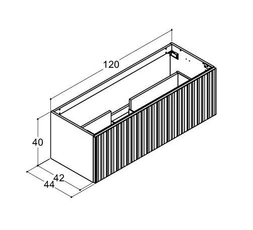 Dansani Luna vaskeskab 120x40 m/skuffer - Hvid mat/riflet