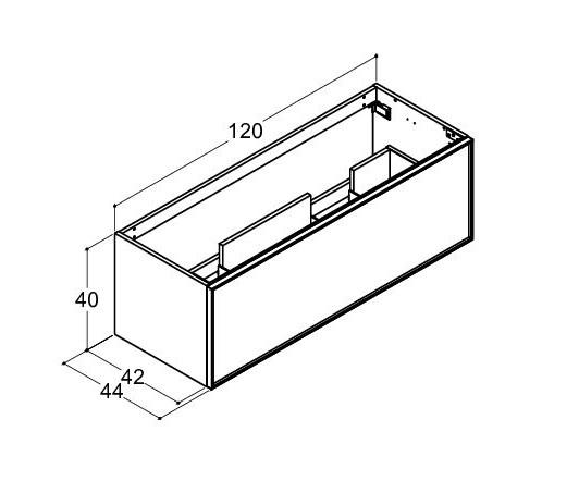 Dansani Luna Mini dobbelt vaskeskab 120x40 m/skuffer - Hvid mat/sort ramme