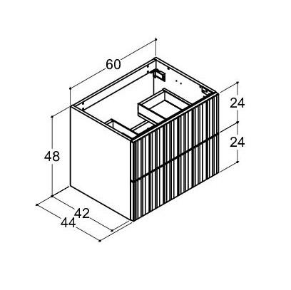 Dansani Luna vaskeskab 60x40 m/skuffer - Hvid mat/riflet