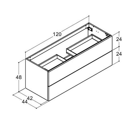 Dansani Luna Urban 120 møbelsæt m/Kantate vask og skuffer - Hvid mat