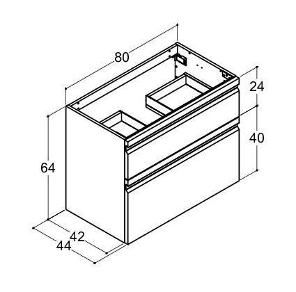 Dansani Luna Urban 80x64 vaskeskab m/integrerede greb - Hvid mat
