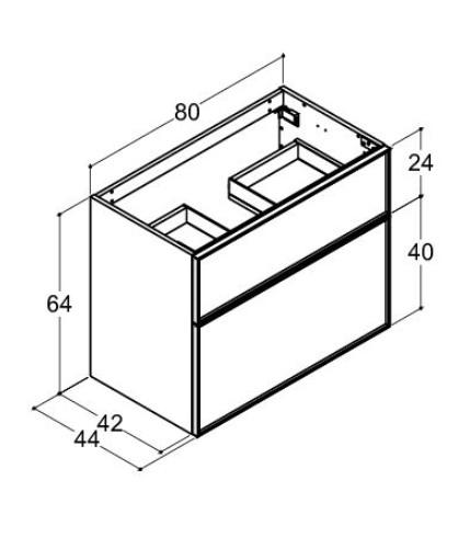 Dansani Luna Urban vaskeskab 80x64 m/skuffer - Brun eg/sort ramme