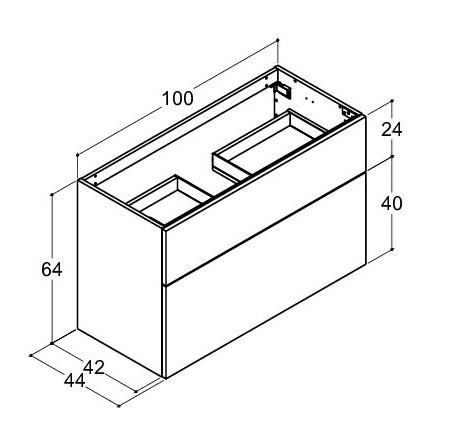 Dansani Luna vaskeskab 100x64 m/skuffer - Hvid mat Dansani Luna vaskeskab 100x64 m/skuffer - Hvid mat