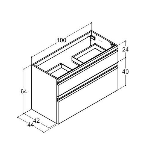 Dansani Luna vaskeskab 100*64 m/skuffer - Hvid mat lak