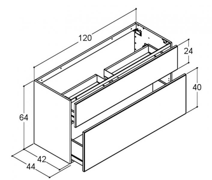 Dansani Luna Urban 120 møbelsæt m/Kantate vask og skuffer - Høj - Hvid mat Dansani Luna Urban 120 møbelsæt m/Kantate vask og skuffer - Høj - Hvid mat