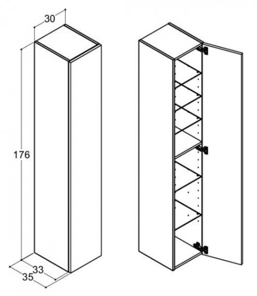 Dansani Luna Urban højskab 30 - Højrehængslet - Varm eg