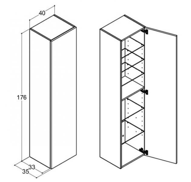 Dansani Luna Urban højskab 40 - Højrehængslet - Sort eg