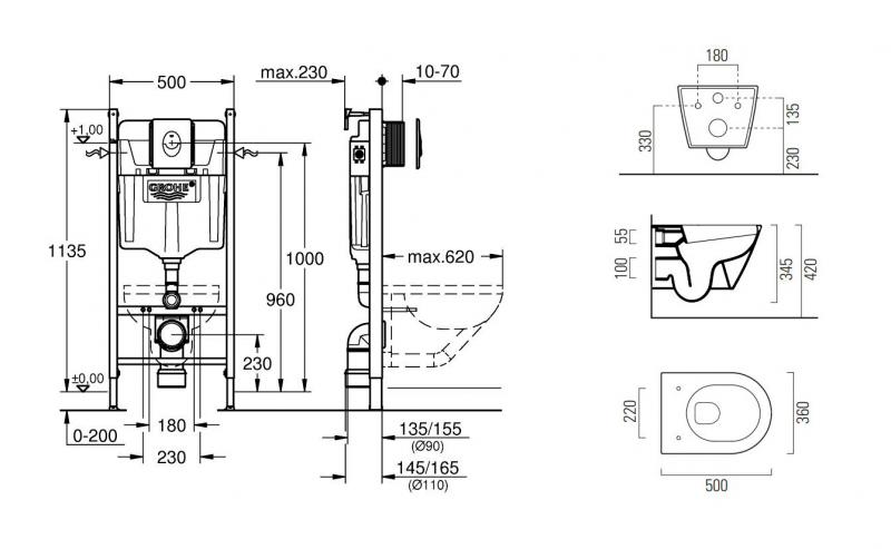 GSI Kube X kompakt 50 toiletpakke inkl. sæde, cisterne og betjening i hvid GSI Kube X kompakt 50 toiletpakke inkl. sæde, cisterne og betjening i hvid