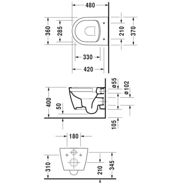 Duravit Me by Starck Compact Rimless toiletpakke inkl. s&aelig;de m/softlose, cisterne og krom betjening