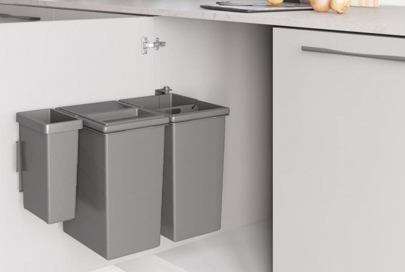 Affaldssorteringssystem m/3 spande - Svingbart Affaldssorteringssystem m/3 spande - Svingbart