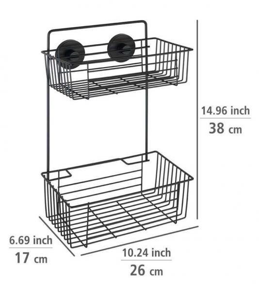 Wenko Bari brusehylde - Mat sort - Skruefri Wenko Bari brusehylde - Mat sort - Skruefri