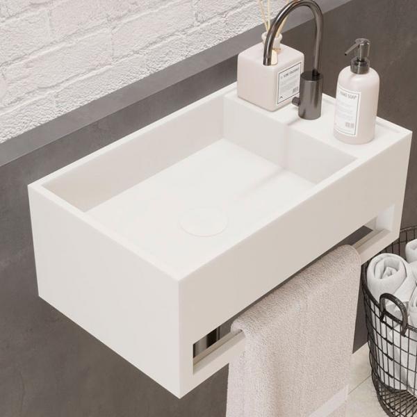 Ideavit Solidcube 50 håndvask m/håndklædeholder t/væg - 1 hanehul Ideavit Solidcube 50 håndvask m/håndklædeholder t/væg - 1 hanehul