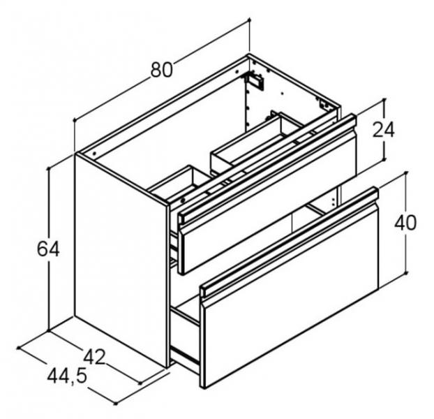 Dansani Luna Urban 80 møbelsæt m/kantate vask og skuffer - Høj - Valgfri farve