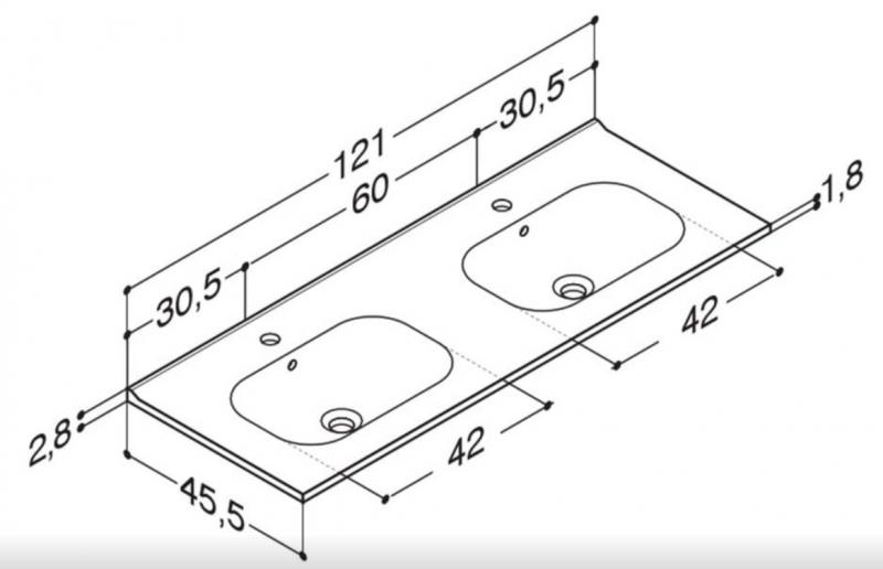 Dansani Luna Urban 120 møbelsæt m/Kantate dobbeltvask og skuffer - Valgfri farve