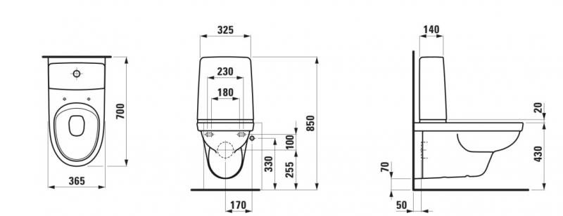 Laufen Kompas RIMless v&aelig;gh&aelig;ngt toilet m/synlig cisterne