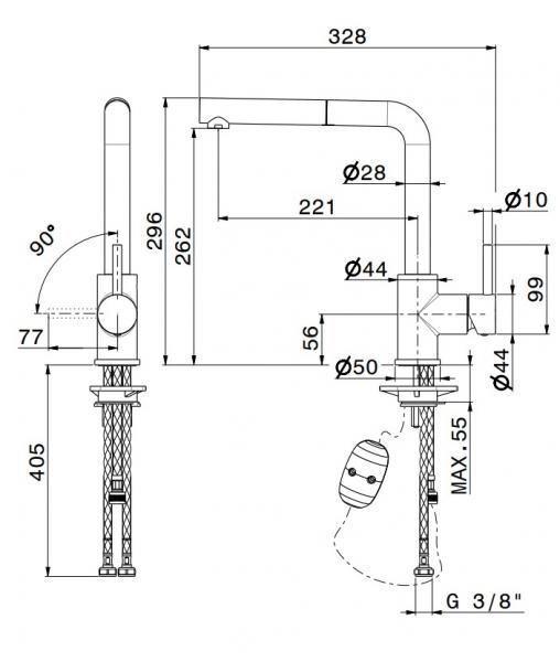 Cassøe Newform X-Trend køkkenarmatur m/udtræk - Børstet krom Cassøe Newform X-Trend køkkenarmatur m/udtræk - Børstet krom