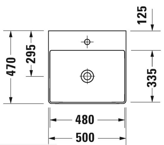 Duravit DuraSquare 50 bowlevask op til væg - Uden overløb Duravit DuraSquare 50 bowlevask op til væg - Uden overløb