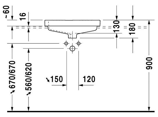 Duravit Vero 55 håndvask t/nedfældning Duravit Vero 55 håndvask t/nedfældning