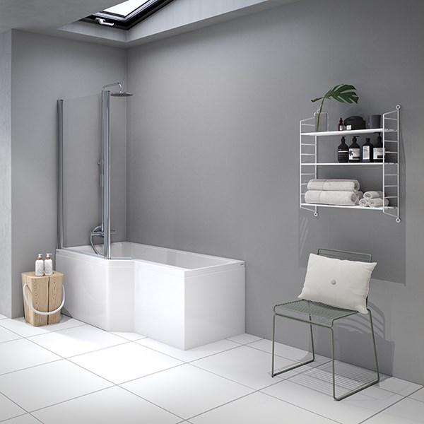 Strømberg Urban Edge badekar t/brus - 157,5 x 70/84,5 - Venstre - 1 ryglæn Strømberg Urban Edge badekar t/brus - 157,5 x 70/84,5 - Venstre - 1 ryglæn