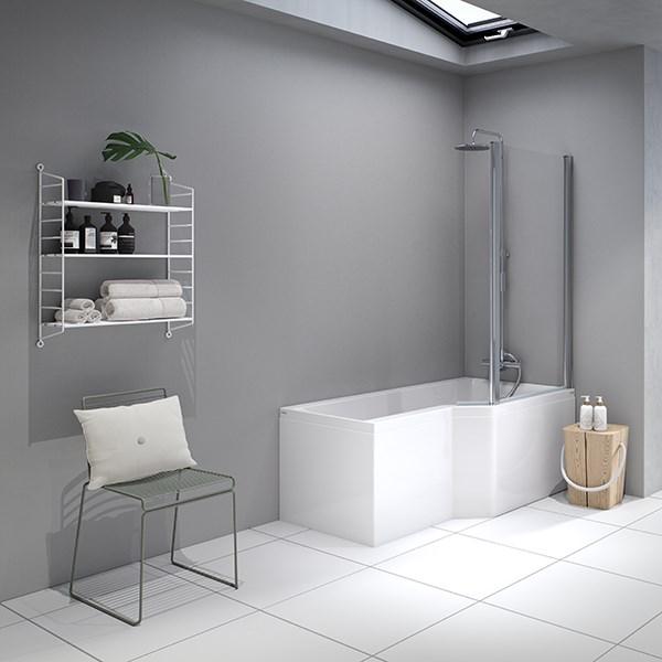 Strømberg Urban Edge badekar t/brus - 157,5 x 70/84,5 - Højre - 1 ryglæn Strømberg Urban Edge badekar t/brus - 157,5 x 70/84,5 - Højre - 1 ryglæn