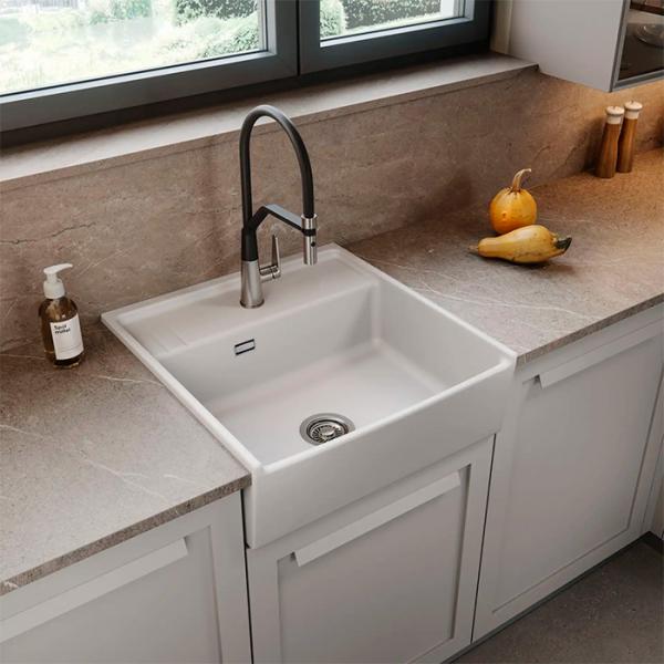 Lavabo Kentro 60 køkkenvask i porcelæn - Hvid/krom