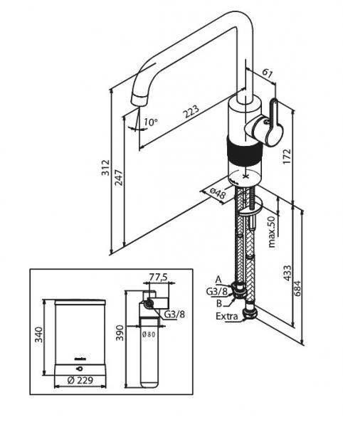 Damixa Silhouet Instant kogende køkkenarmatur - Mat sort Damixa Silhouet Instant kogende køkkenarmatur - Mat sort