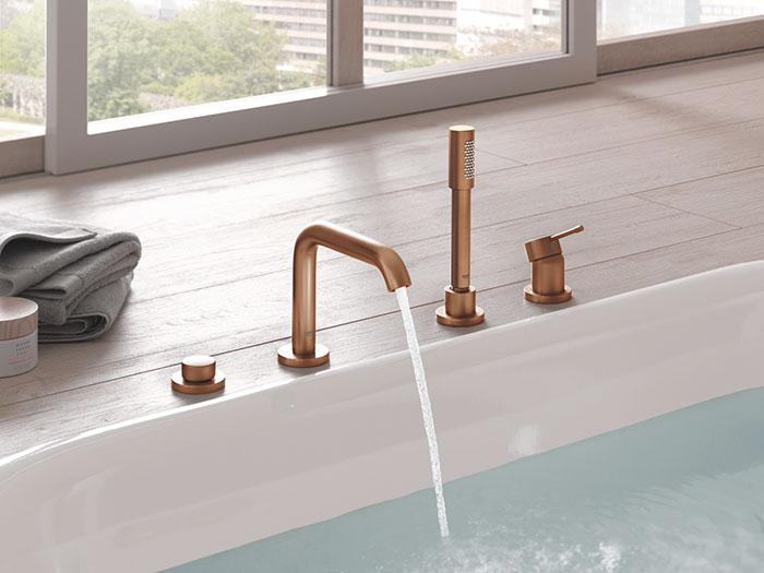 Grohe Essence komplet badekararmatur t/karkant - Børstet Warm Sunset