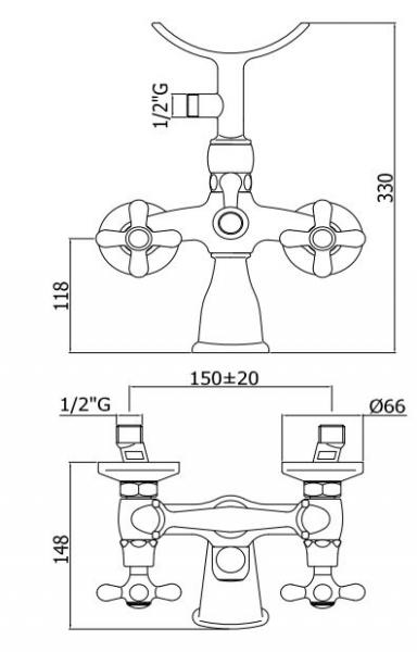 Lavabo Retro badekararmatur m/håndbruser - Messing natur Lavabo Retro badekararmatur m/håndbruser - Messing natur