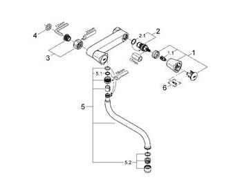 Grohe Costa S k&oslash;kkenbatteri t/v&aelig;g - Med svingtud