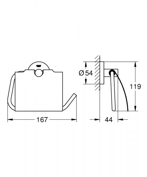 Grohe Essentials toiletrulleholder med l&aring;g - Krom