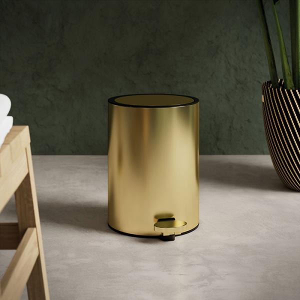 Damixa Zen toiletspand m/pedal og SoftClose 3l - Børstet messing